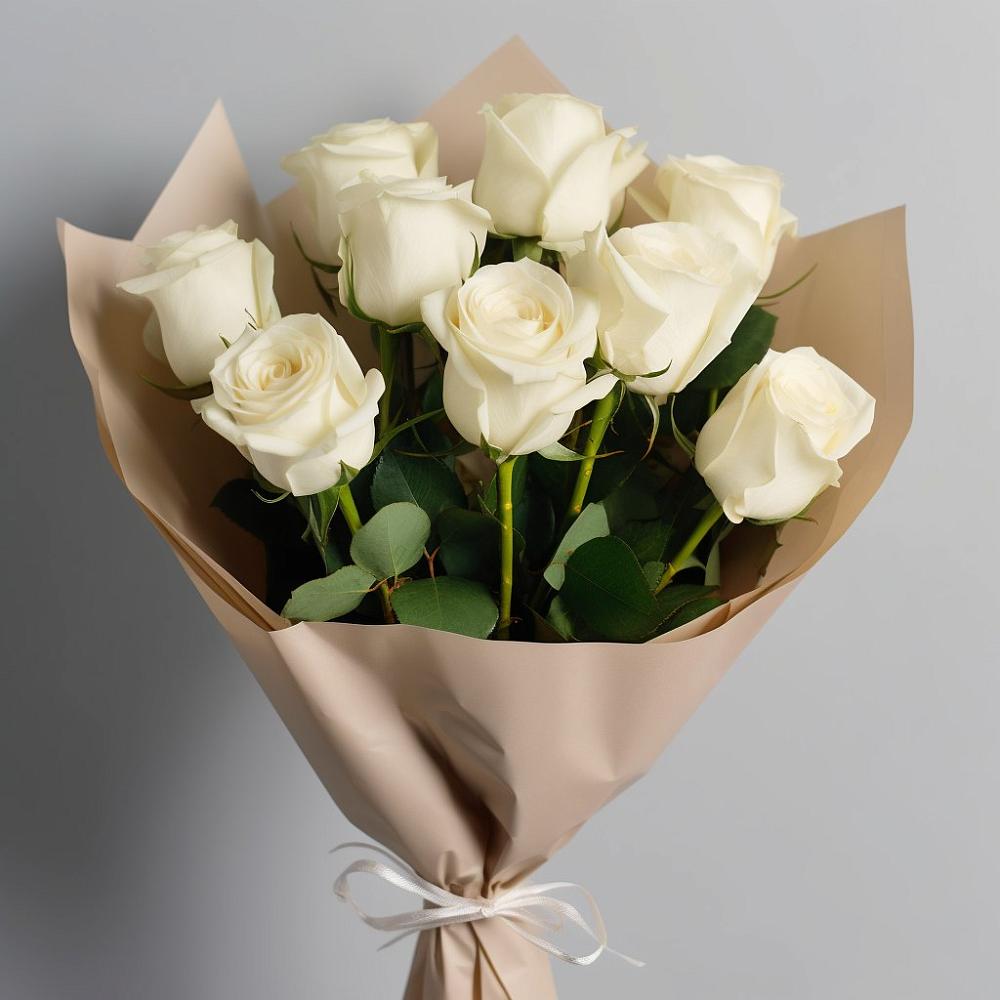 Букет 9 Белых роз Эдлесс Лав в Обнинске