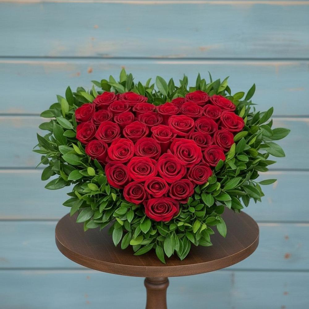 Цветочная композиция из Розы в виде сердца в Обнинске