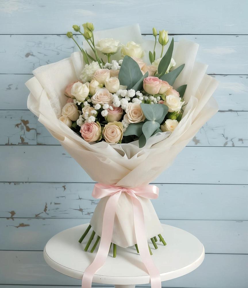 Букет цветов из: Розы и Лизиантусы в Обнинске