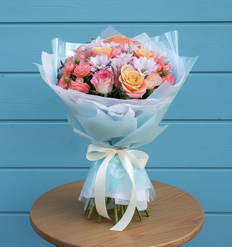 Букет цветов из: Хризантемы и Розы в Обнинске